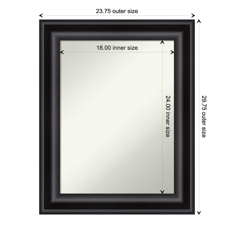 Non-Beveled Wall Mirror - Grand Black Frame - 24 x 30 in - Grand Black