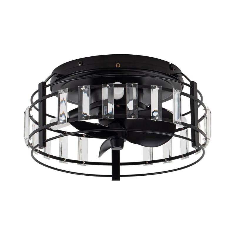 13-in Matte Black Industrial Flush Mount Bladeless Fandelier Ceiling Fan with LED Light and Remote
