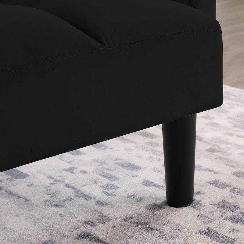 Roomfitters Velvet Futon Couch Convertible Folding Sofa Bed Tufted Couch for Apartment