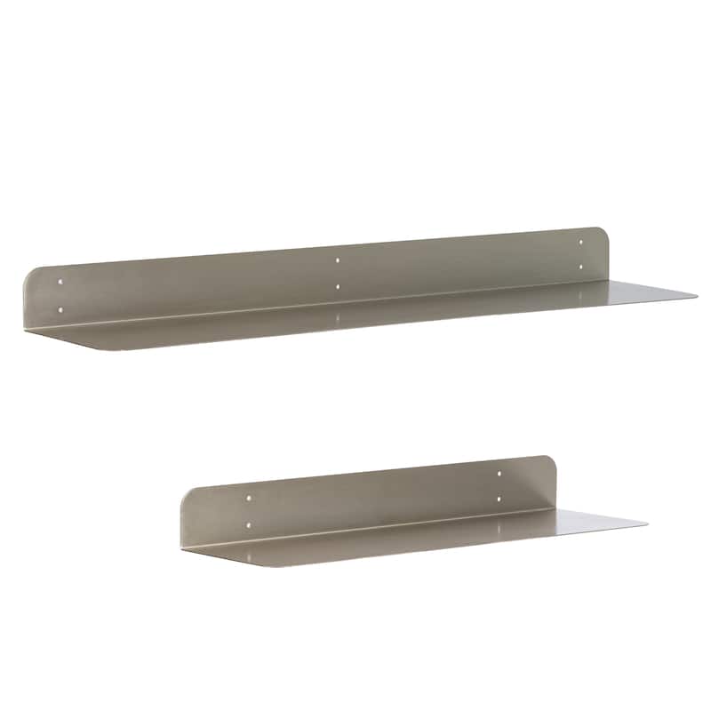 Saffron Fabs Metal Wall Shelves - SET 24X8 and 36X8 - Brushed Nickel