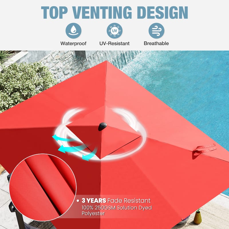 VredHom Patio Outdoor 9 x 11 FT Cantilever-Offset Umbrella with HDPE Base