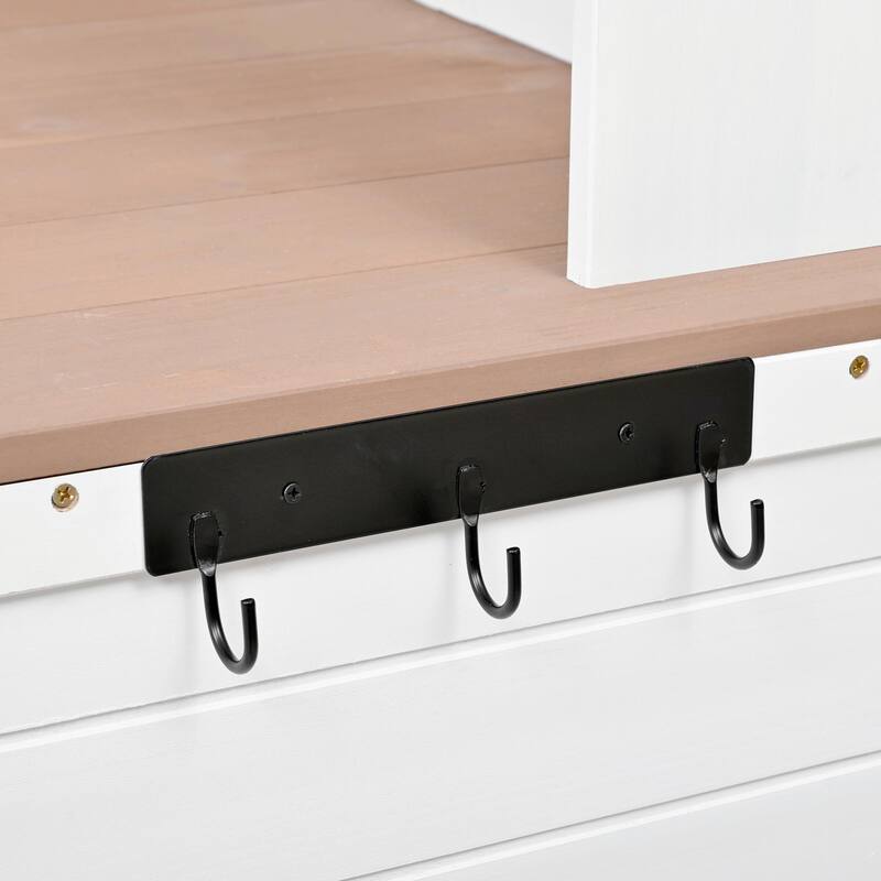 65.7'' Tall Garden Potting Bench - Patio Workstation with Hutch, 3 Shelves, 6 Drawers, 2 Cabinets & Side Hooks