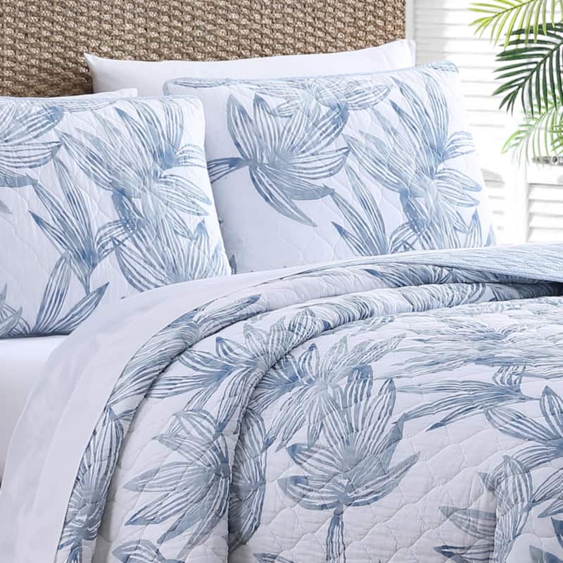 Tommy Bahama Kayo Cotton Reversible Blue Quilt Set - On Sale - Bed Bath ...