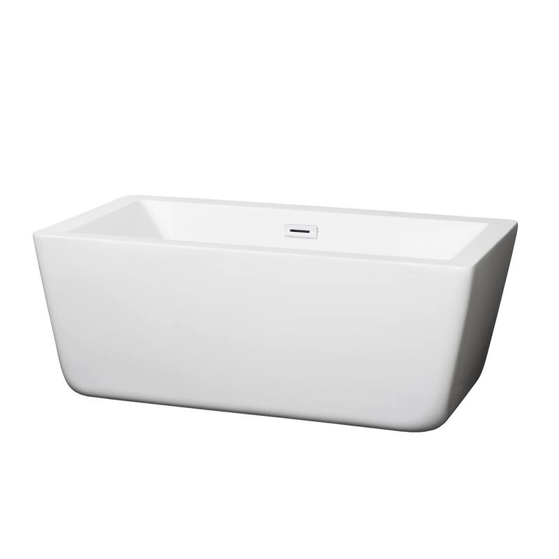Wyndham Collection Laura 59" Free Standing Acrylic Soaking Tub with - White / Shiny White Trim