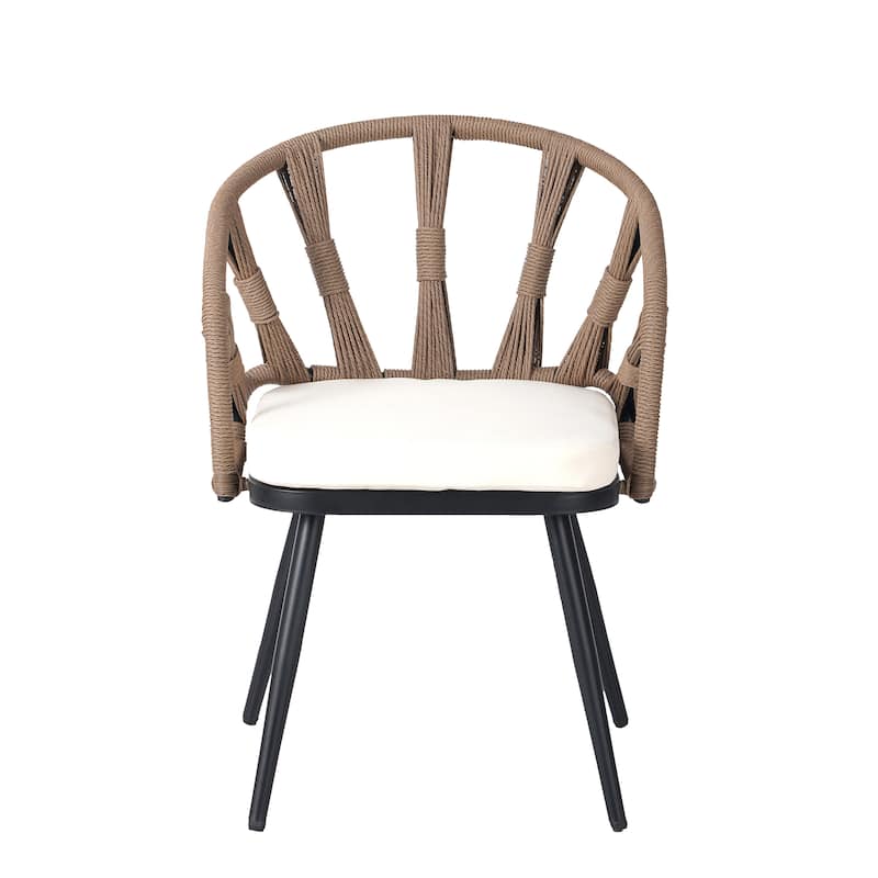 Roomfitters Contemporary Outdoor Dining Table Set with 4 PE Rattan Chairs and Plastic Wood Table for Gardens, Lawns