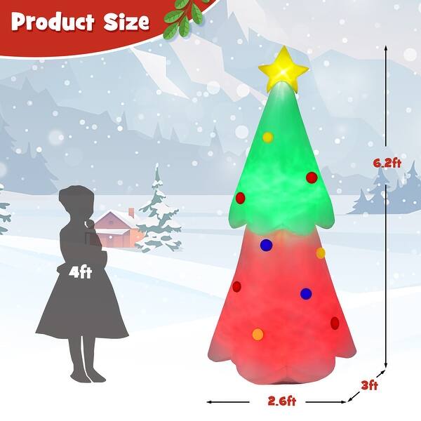 Gymax 6.2FT Inflatable Blow up Christmas Tree Holiday Decor Tree w ...