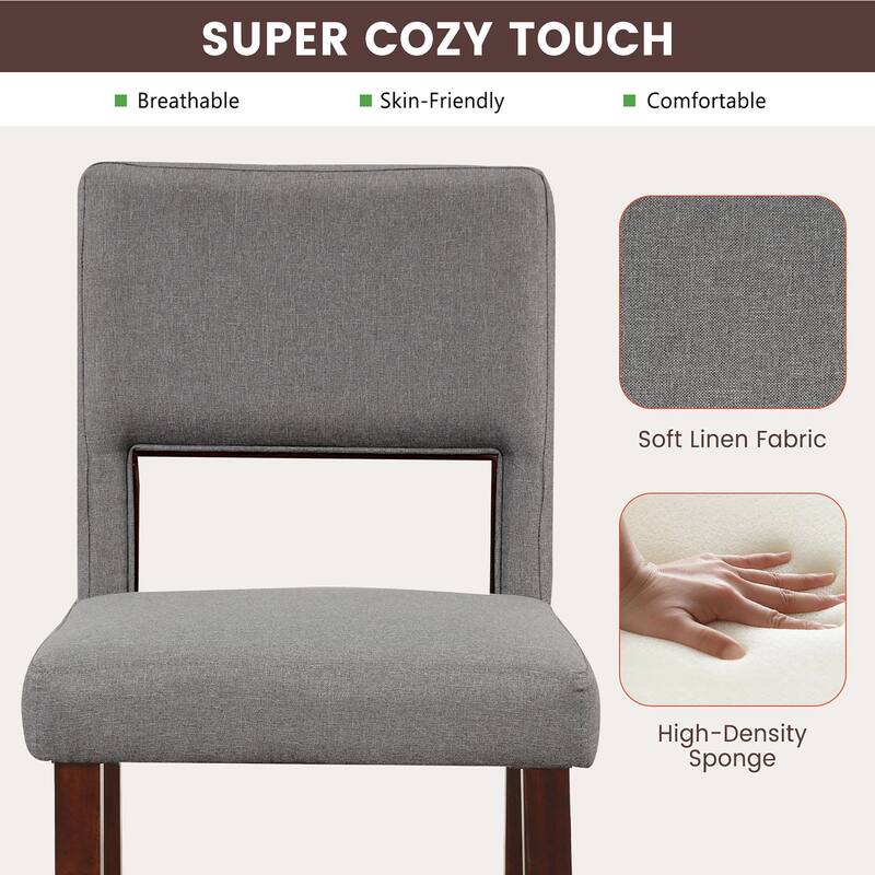 Gymax 4-Piece Linen Fabric/PVC Leather Counter Height Bar Stool Set w/