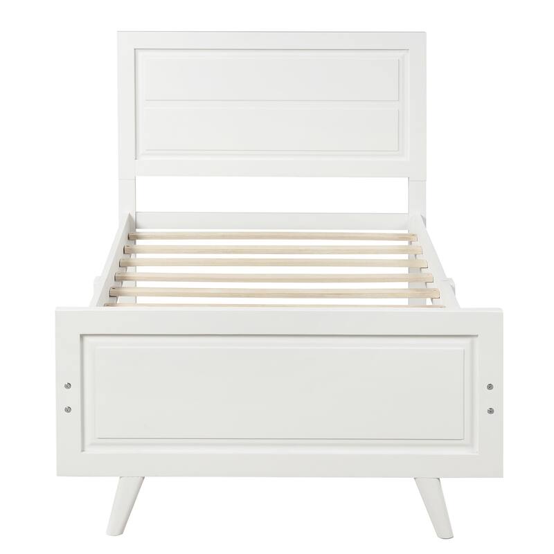 Stylish Twin Wood Bed Frame with Headboard - No Box Spring Needed, Easy Assembly
