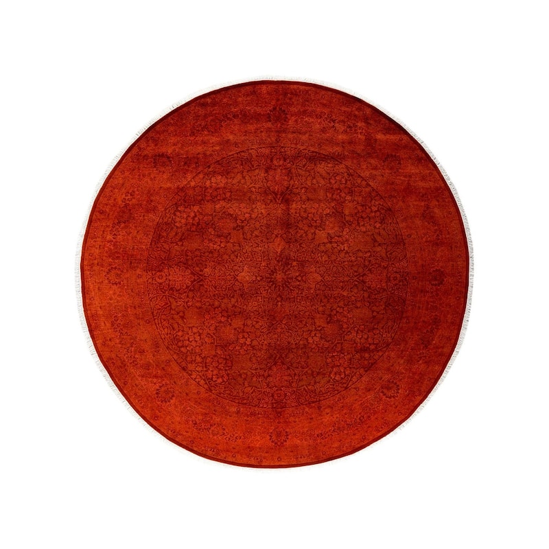 Fine Vibrance, One-of-a-Kind Hand-Knotted Area Rug - Orange, 8' 1" x 8' 1" - 8' 1" x 8' 1"