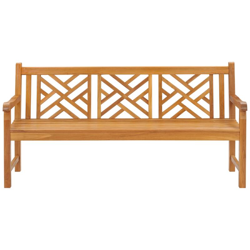 Chic Teak Chippendale Outdoor Teak Wood Patio & Garden Triple Bench
