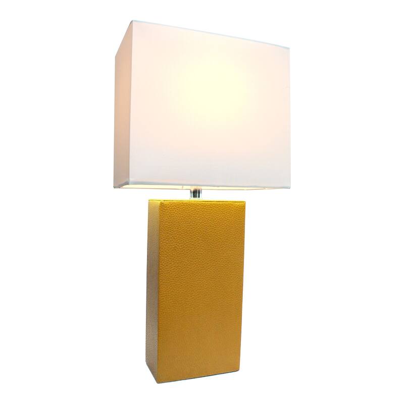 Elegant Designs 21" Modern Leather Wrapped Table Lamp, With LED Bulb