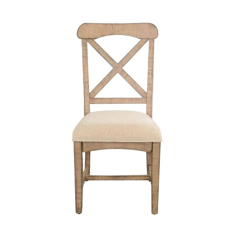 Beige/White Fabric Upholstered Wood Frame Dining Chair, Set of 2, Sturdy Dining Chair for Dining Rooms - 19.5