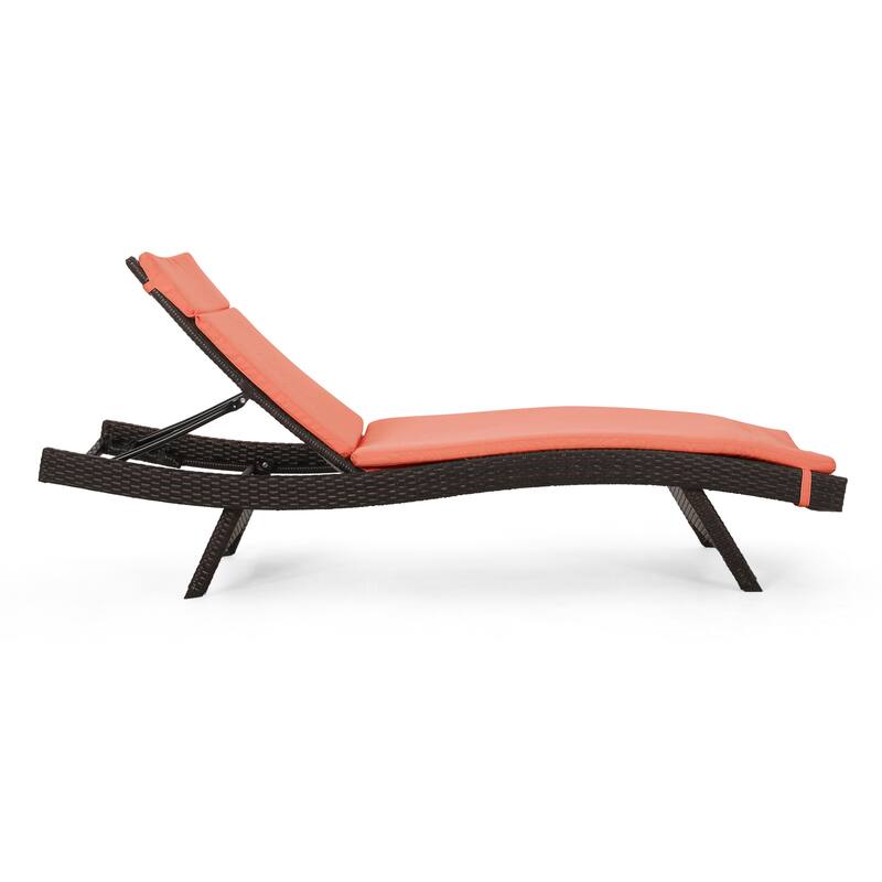 Salem Outdoor Wicker Adjustable Chaise Lounge with Cushion by Christopher Knight Home