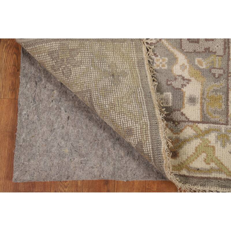 Grey Oushak Runner Rug Hand-Knotted Transitional Wool Carpet - 2'6"x 9'9"