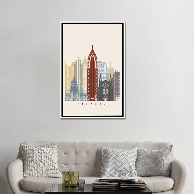 iCanvas "Atlanta Skyline Poster" by Paul Rommer Framed Canvas Print