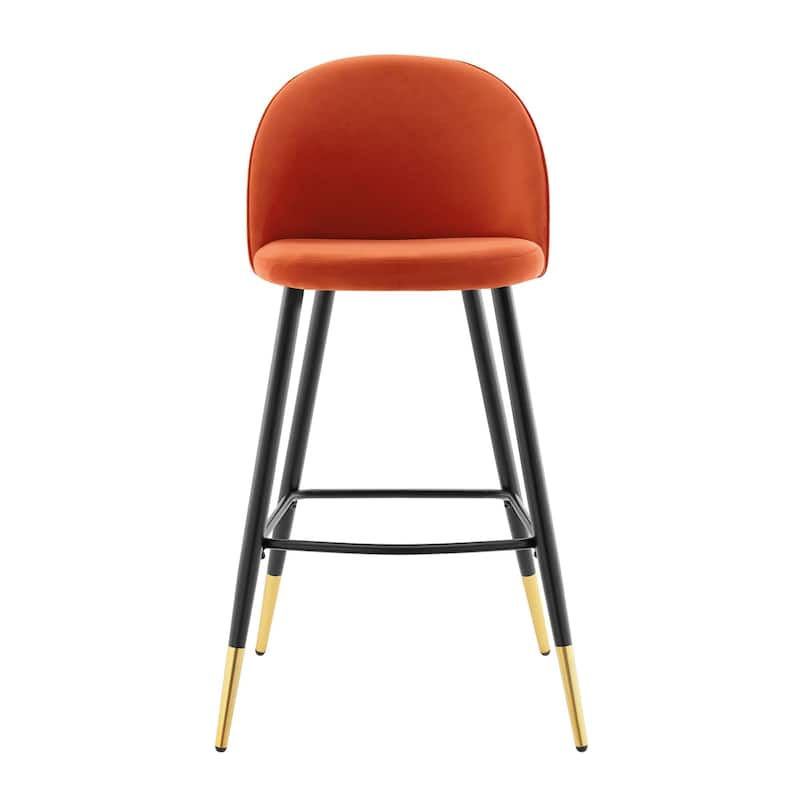 Modway Cordial Performance Velvet Dining Bar Stools in Mint, Set of 2