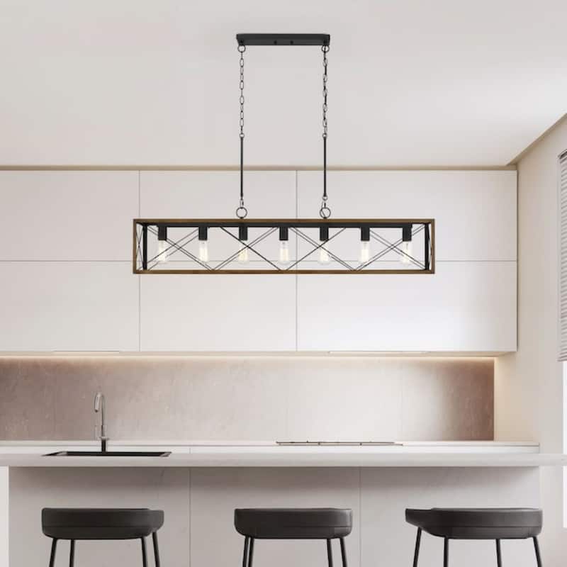 7-Light 48In Linear Modern Farmhouse Kitchen Chandelier - 48''