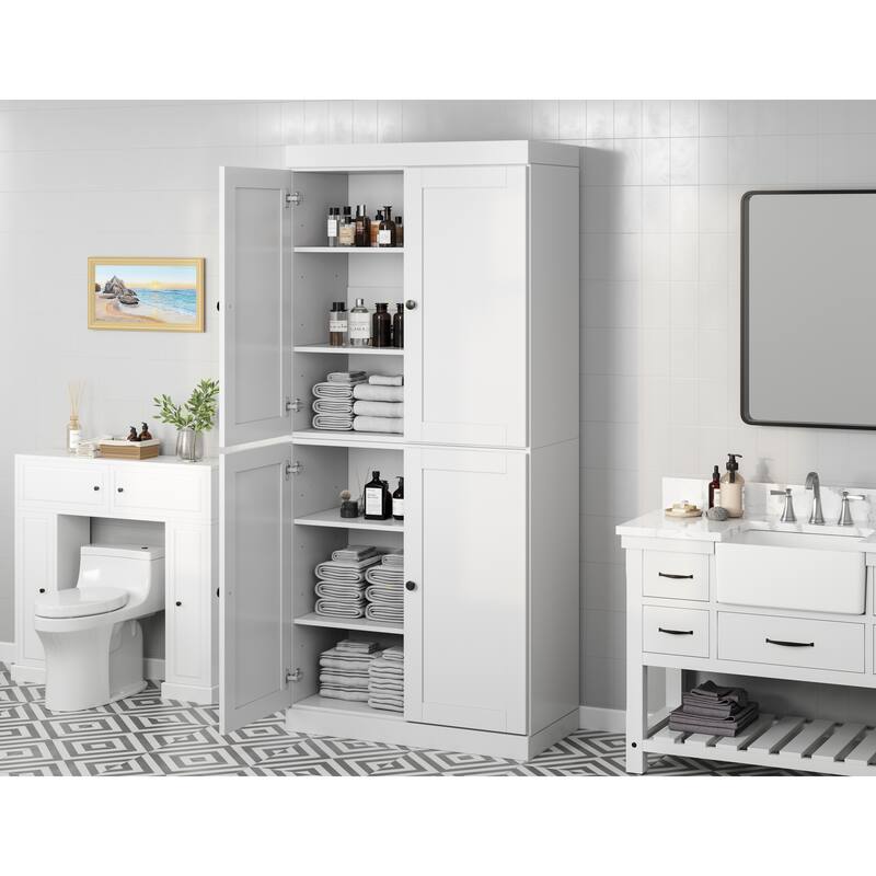 Palace Imports 100% Solid Wood 32" Bathroom Storage Cabinet with Shaker Doors and Adjustable Shelves