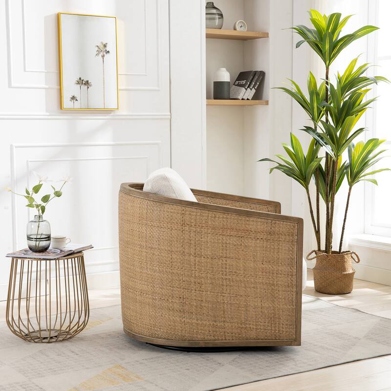 Swivel Barrel Chair, Comfy Round Accent Sofa Chair, 360 Degree Club Chair Arm Chair