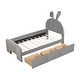 preview thumbnail 14 of 20, Velvet Rabbit-Shaped Twin Size Platform Bed with Drawers and Bed-End Storage Pocket
