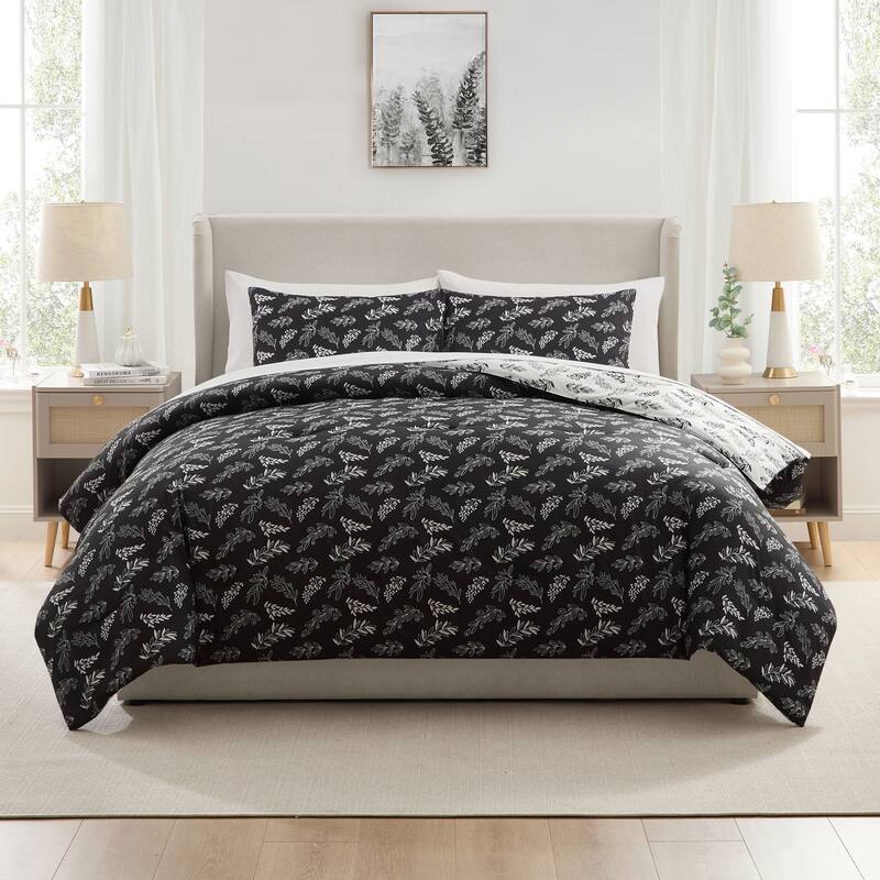 Empyrean 7 Pc Botanical Comforter Set with Sheets, Soft Breathable Lightweight Bedding Bag