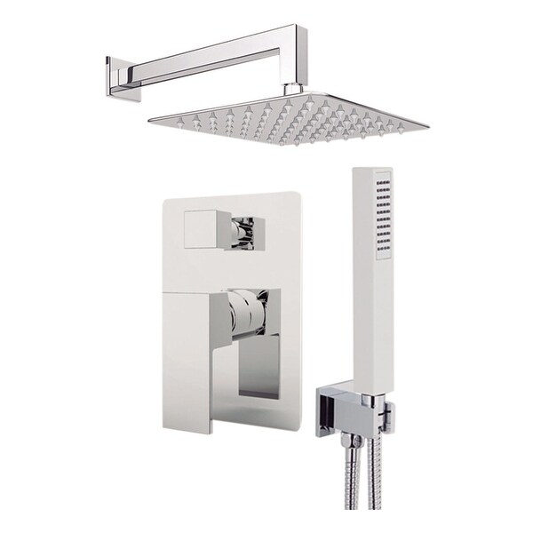 Aquamoon Milan Shower Set Brushed Nickel With 12" Showerhead, Handshower and Wall Shower Arm