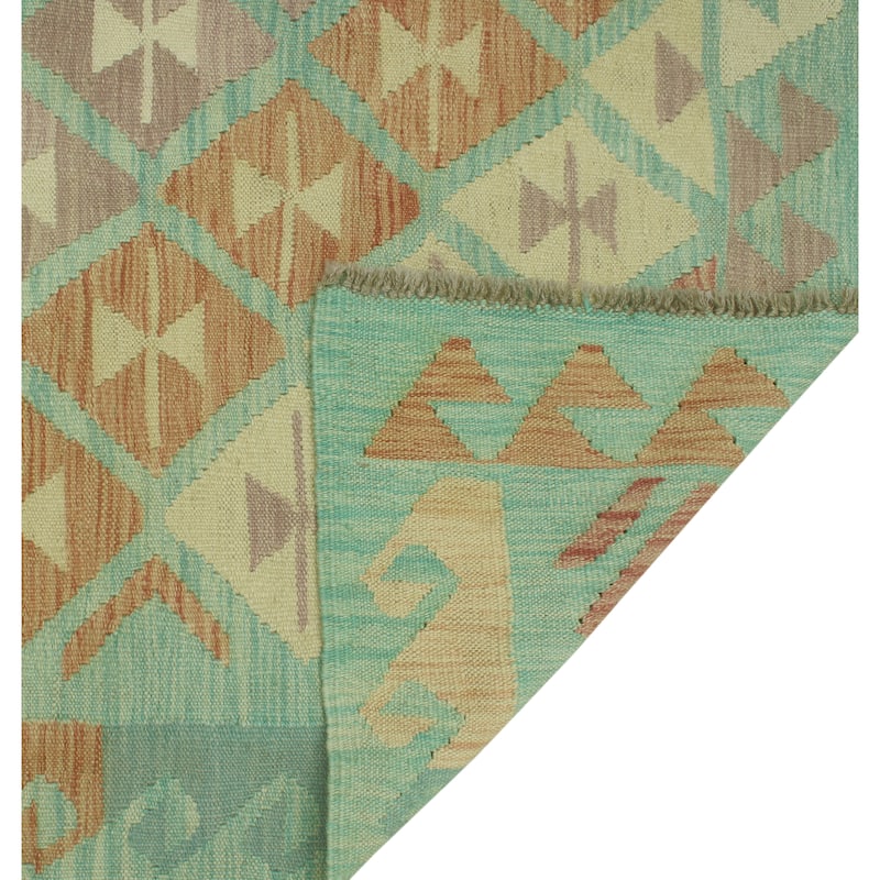 Noori Rug Sun Faded Flatweave Hugh Grey-Green/Rust Rug - 4'10" x 6'6"