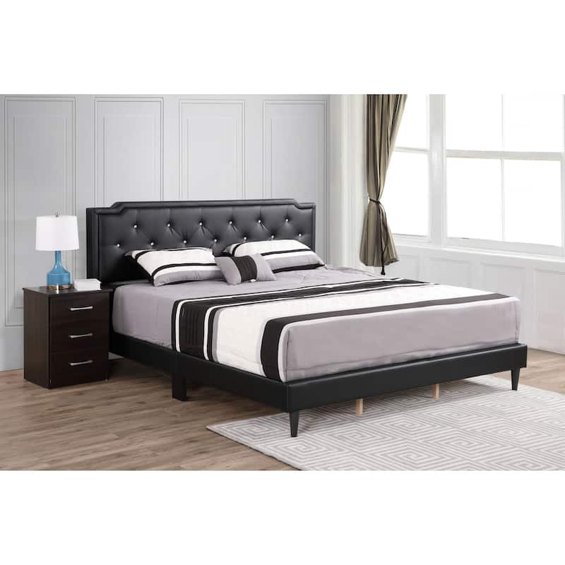 Carson Carrington Valsnas Adjustable Tufted Faux Leather Panel Bed