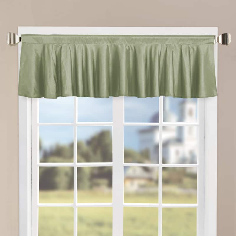 Home Soft Things Solid Faux Silk 1 Piece Valance Set,60" x 19" - 60" x 19" - Green 1