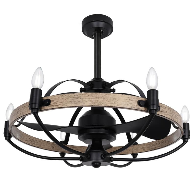 Farmhouse Modern Black LED Dimmable Ceiling Fan with Light and Remote Control 3 ABS Blades DC Motor for Bedroom Living Room