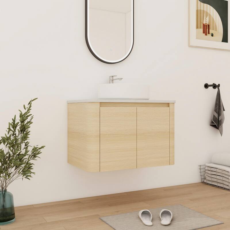Bathroom Vanity With Sink In 24/30 Inch, Floating Bathroom Vanity With Soft Close Door