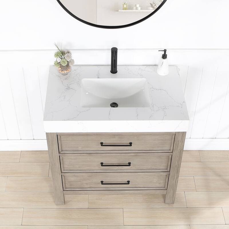 Leon 36 in. Single Bathroom Vanity with Composite Stone Top