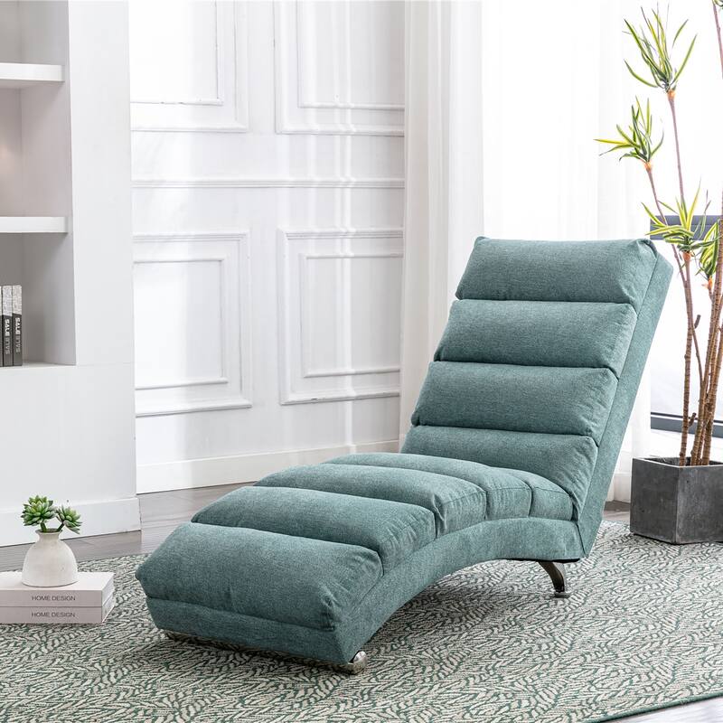 Teal Modern 21.65" High Back Upholstered Chaise Lounge Chair with Remote Control and Ergonomic Electric Massage - Teal