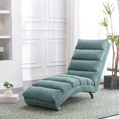 Teal Modern 21.65" High Back Upholstered Chaise Lounge Chair with Remote Control and Ergonomic Electric Massage