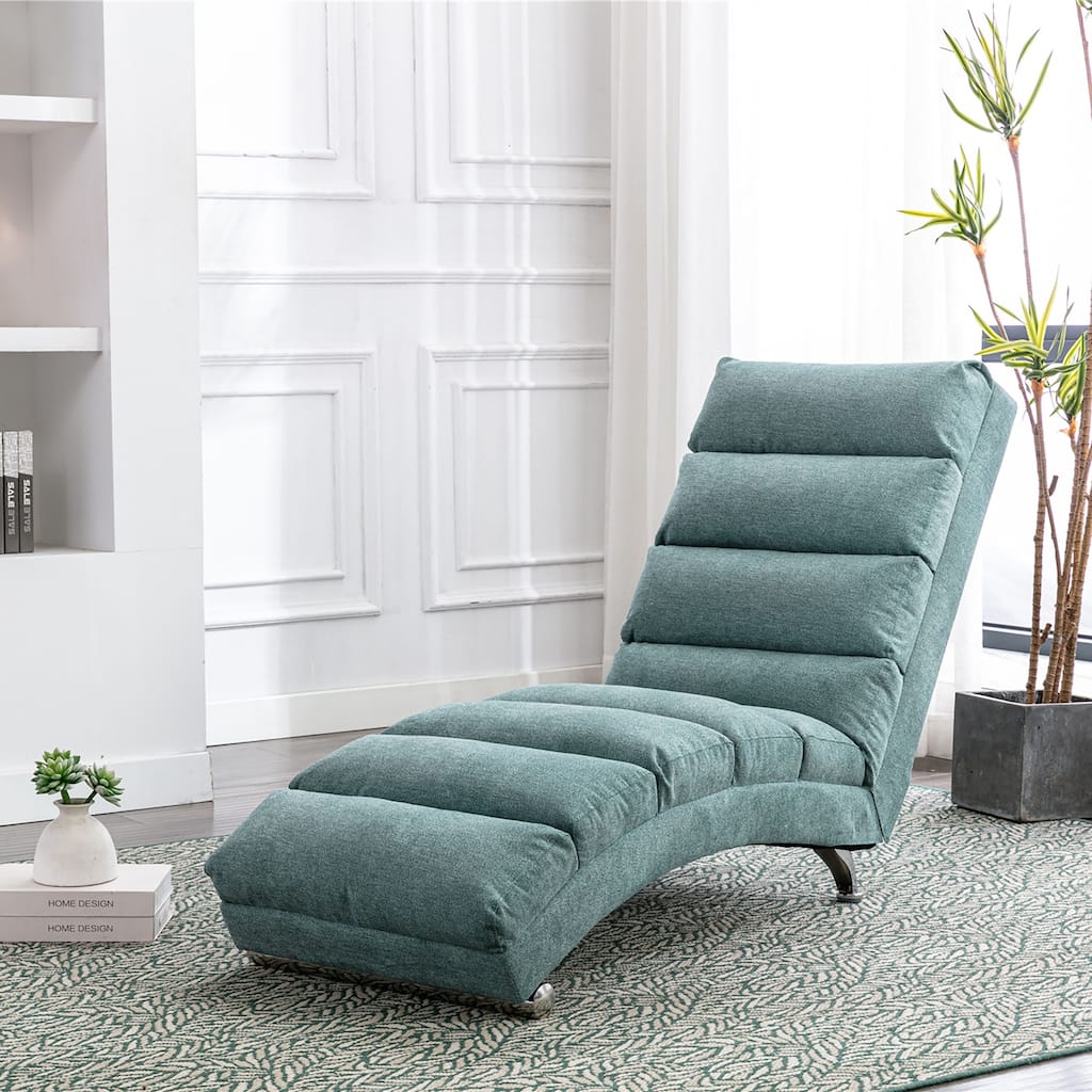 Teal Modern 21.65" High Back Upholstered Chaise Lounge Chair with Remote Control and Ergonomic Electric Massage