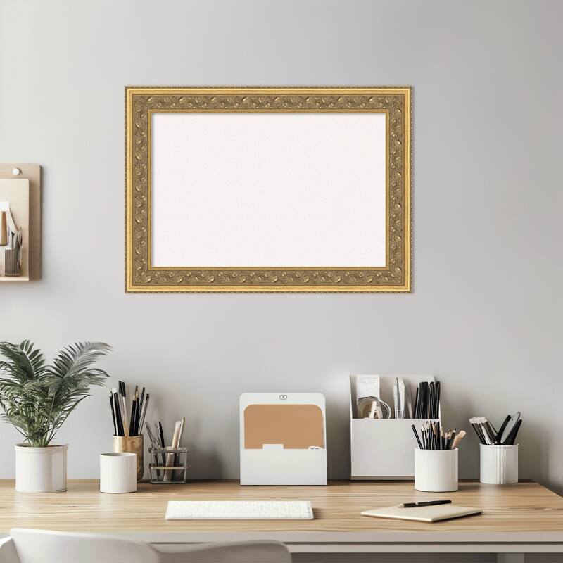 Carter Dark Gold Wood Framed Cork Board - Bulletin Board, Organization Board, Pin Board