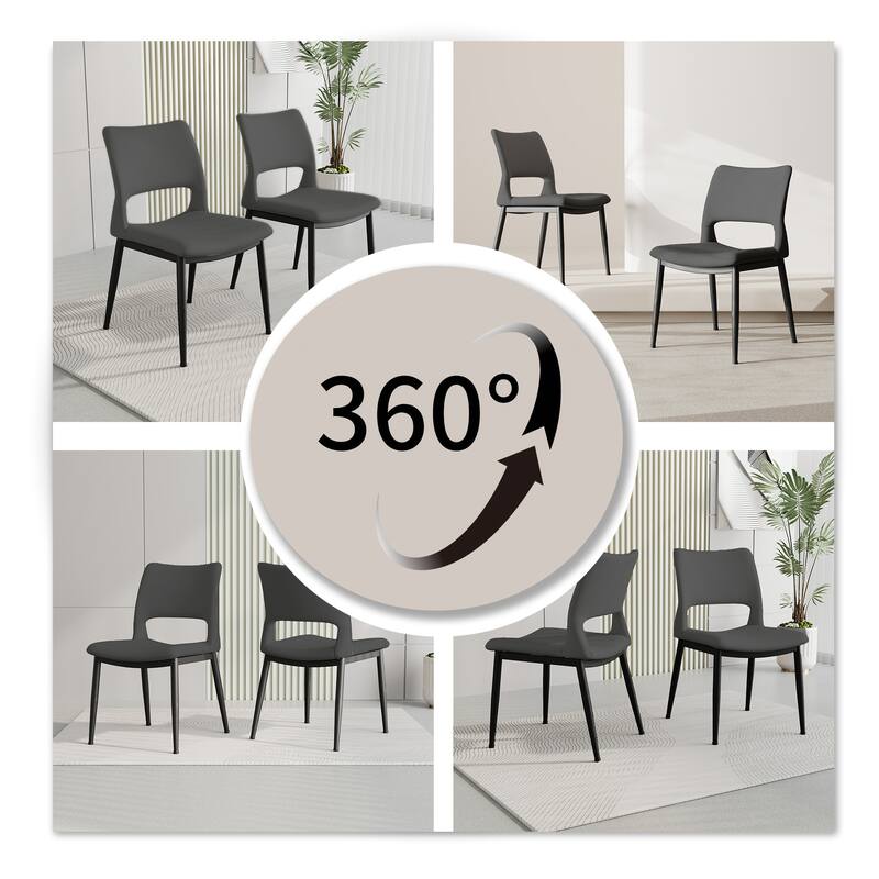 Minimalist Dining Chair Side Chair Office Chair Coffee Chair Grey Leather Chair Accent Chair Set of 2