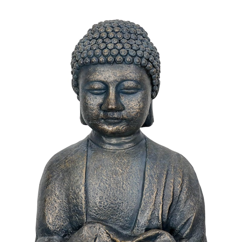 Buddha Fountain w/Light 28.3in Buddha Statue Water Fountain for Garden