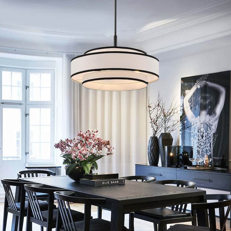 GetLedel 5-Light Double Shaded Drum Chandelier - Bronze