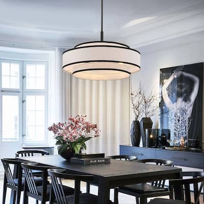 GetLedel 5-Light Double Shaded Dimmable Drum Chandelier