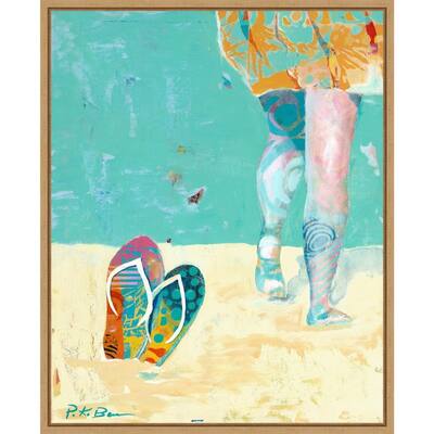 Flip Flops on the Beach by Pamela K Beer Framed Canvas Art
