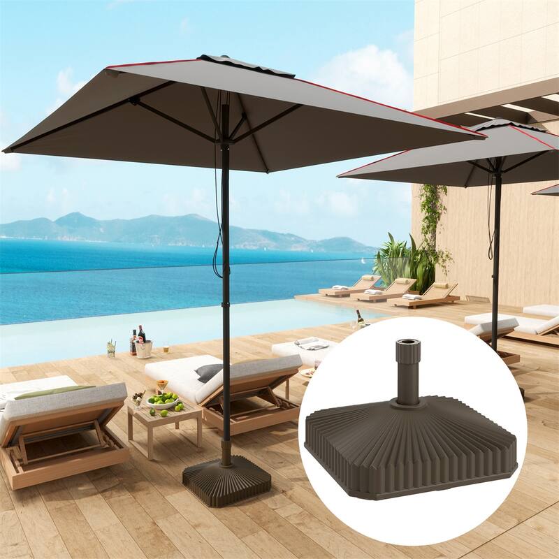 HDPE Umbrella Base for Outdoor Garden Patio Poolside Fits 1.3 and 1.5 Inch Poles Supports Umbrellas Up to 7.2 Feet Brown - Brown