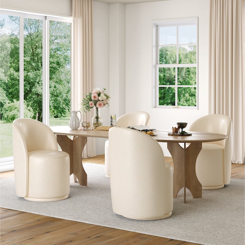 Modern Armless 360-Degree Swivel Dining Chair Barrel Chair