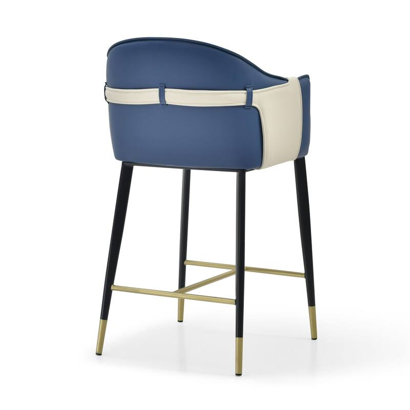 Modrest Calderon Modern Blue & Beige Vegan Leather Counter Chair
