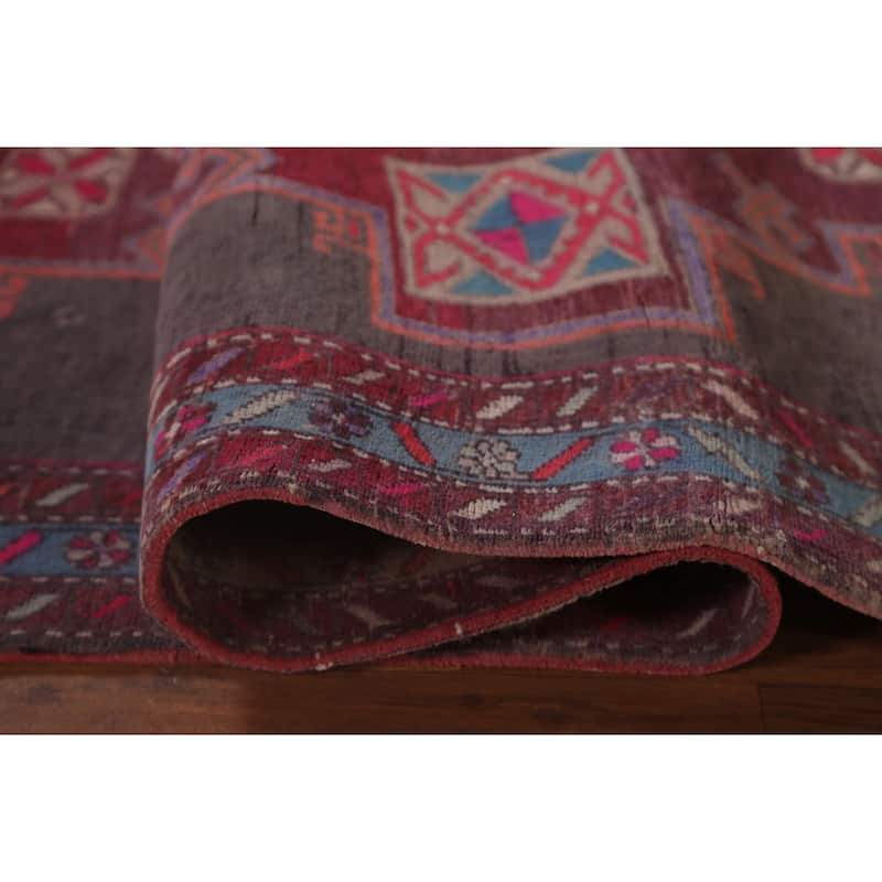 Over-Dyed Meshkin Persian Vintage Runner Rug Hand-Knotted Wool Carpet - 4'3" x 10'5"