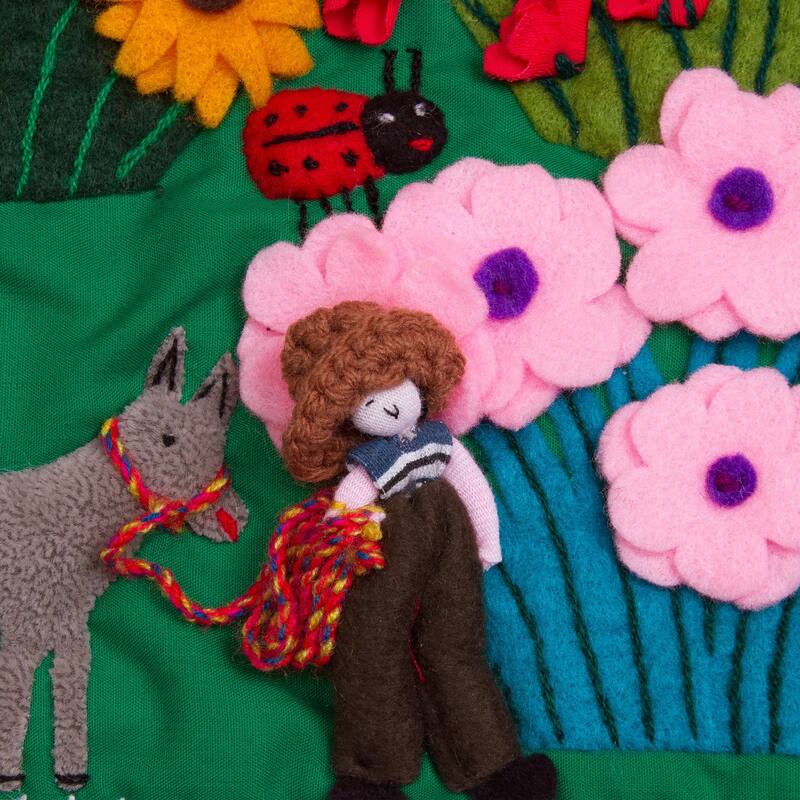 Novica Handmade Garden Stream Cotton Blend Applique Wall Hanging