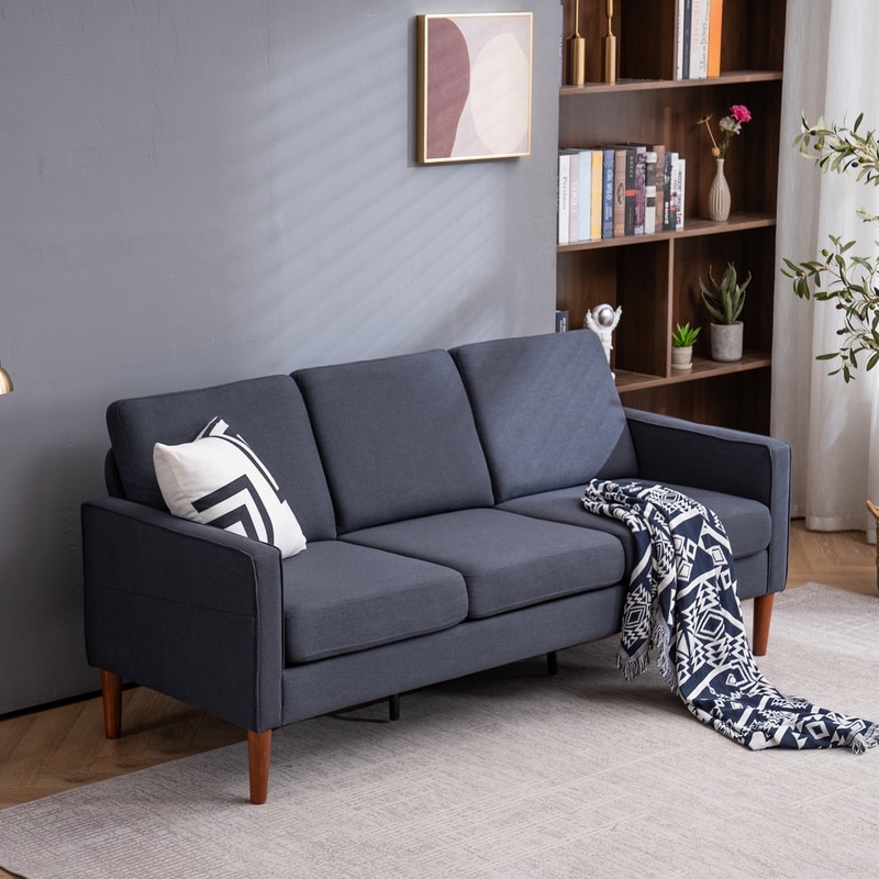 Three Seats Without Chaise Concubine Solid Wood Frame Sofa On