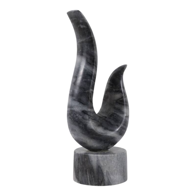 Marble Decorative Object Curved Hook-Inspired Statue - 12" Gray - 12.0"