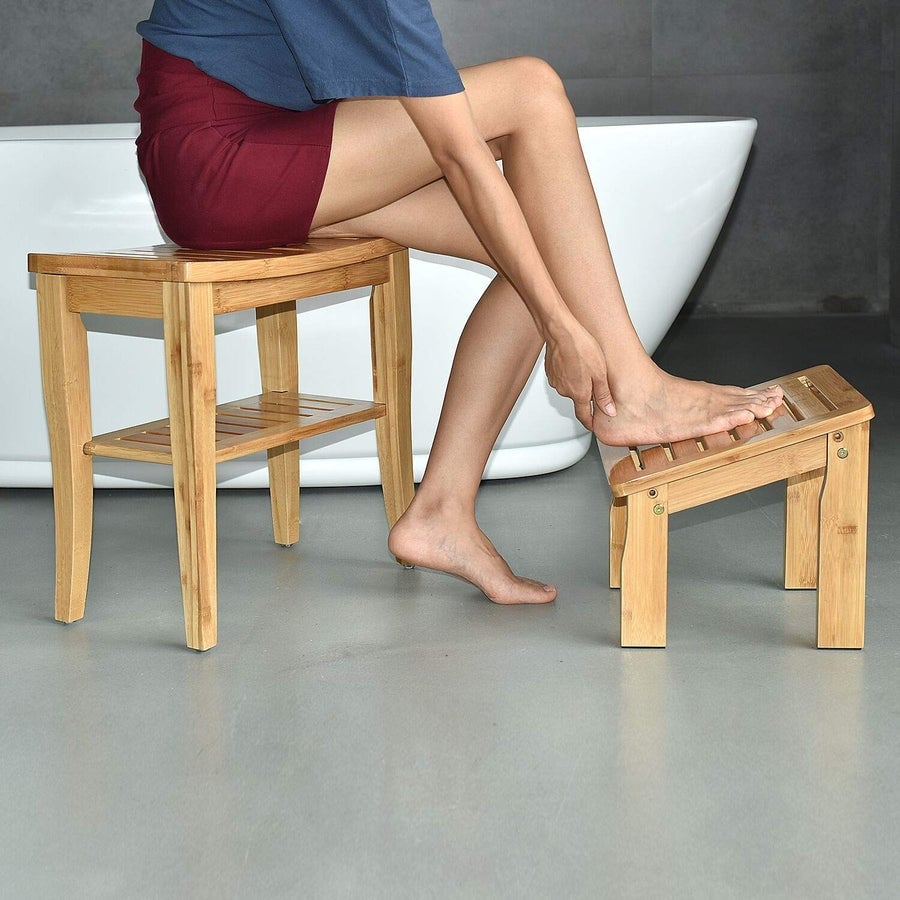 Tub chair with stool underneath outlet