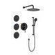 preview thumbnail 1 of 18, Wall Mounted Shower System With Hand Shower Faucet With Body Jets 12 Inch Rainfall Shower Head Kit Tirm With Rough-In Valve Matte Black